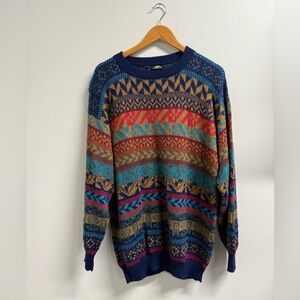 Vintage Aztec Patterned Alpaca Wool Men's Sweater